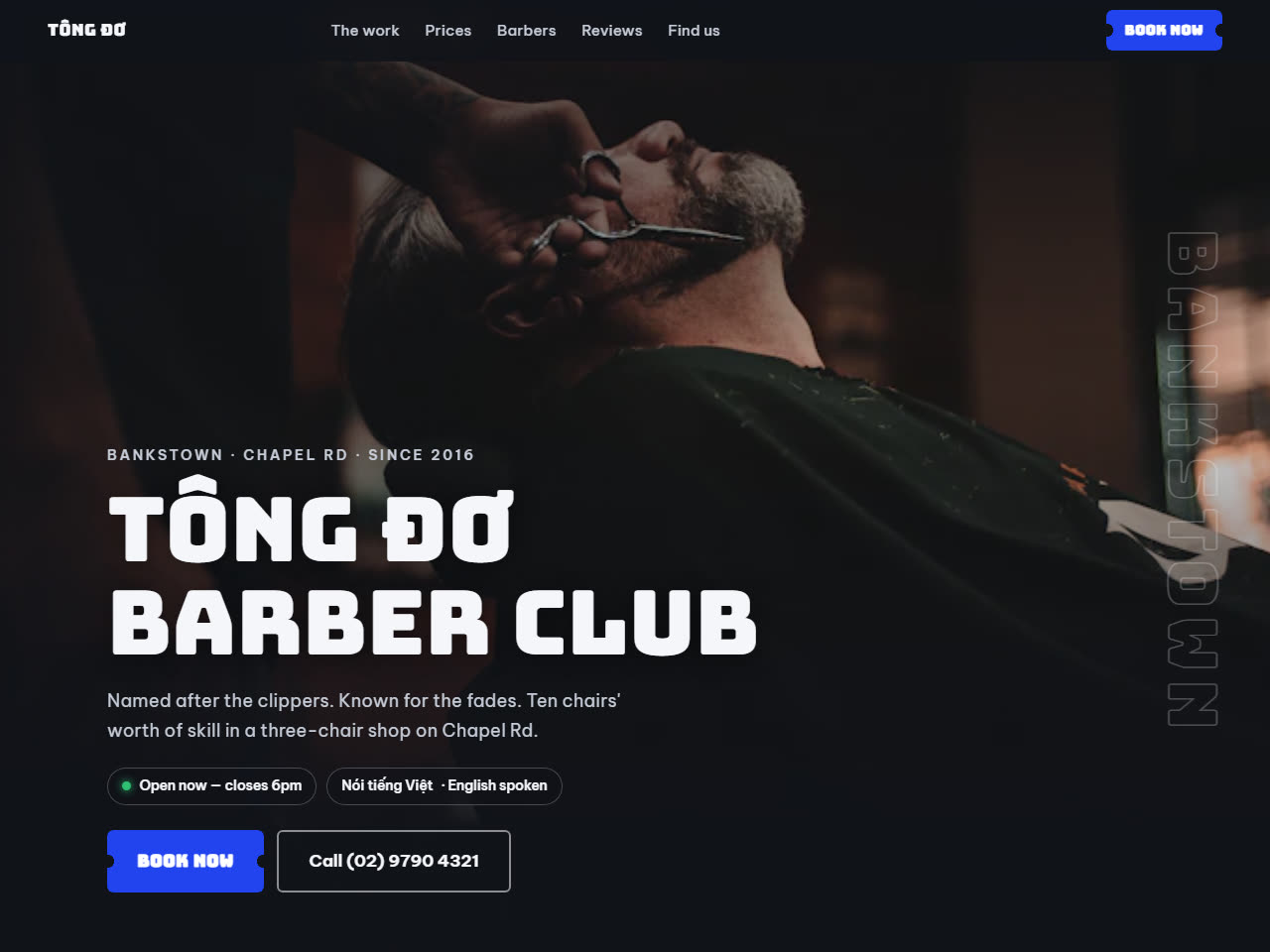 Tông Đơ Barber Club website — homepage preview