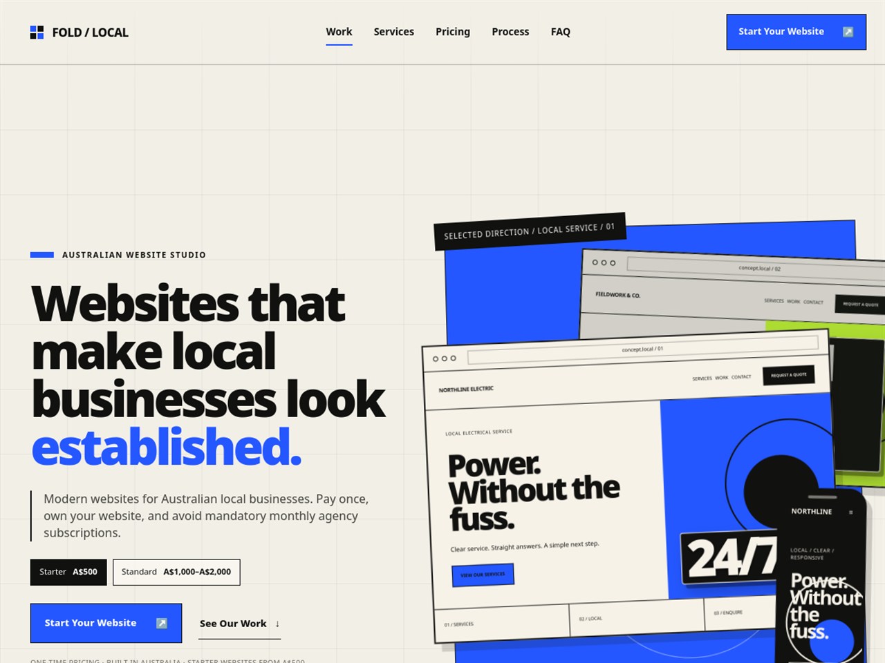 FOLD LOCAL design studio website — homepage preview